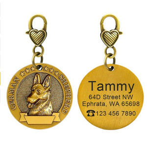 Custom Engraved Anti-Lost Pet ID Tag Bronze Brand