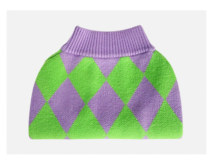 Trendy Plaid Pet Sweater Clothing Outfit