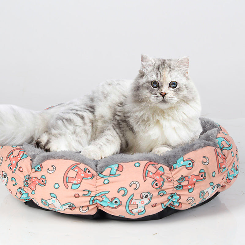 Pet Calming Donut Fluffy Round Cozy Bed