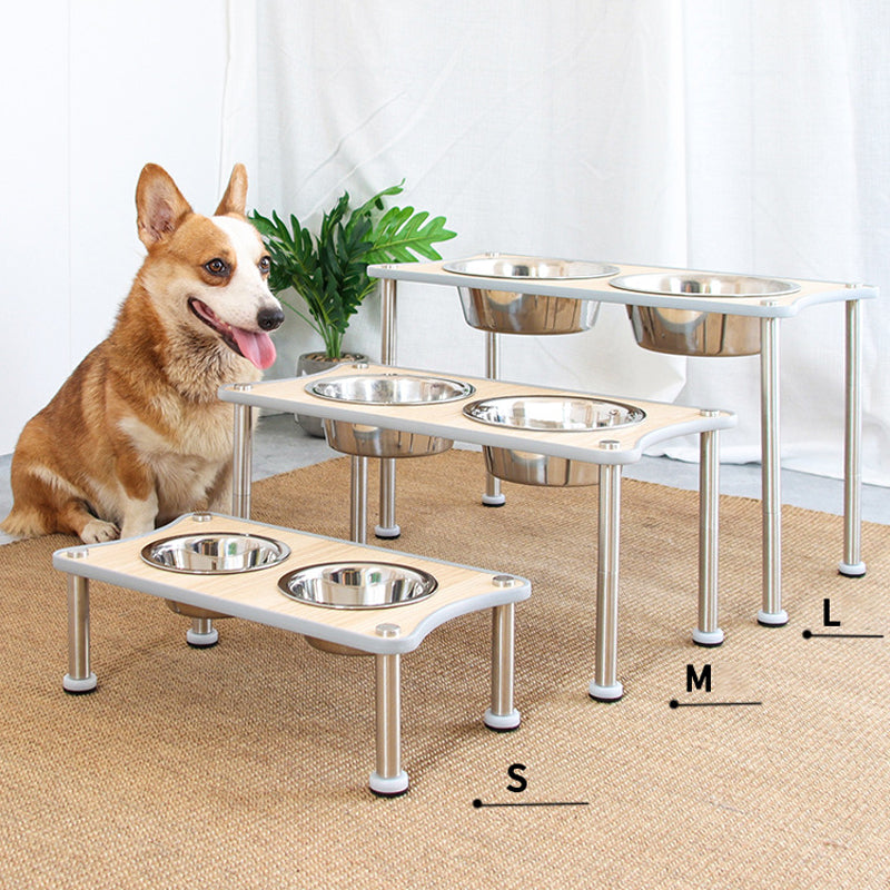 Adjustable Height Pet Food Bowl Stand Rack
