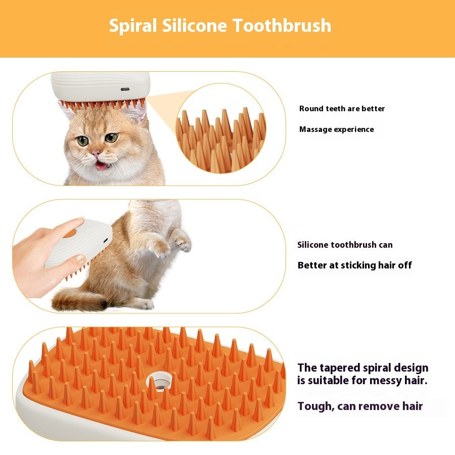 USB Rechargeable Pet Steam Brush Spray Massage Comb Grooming Tool