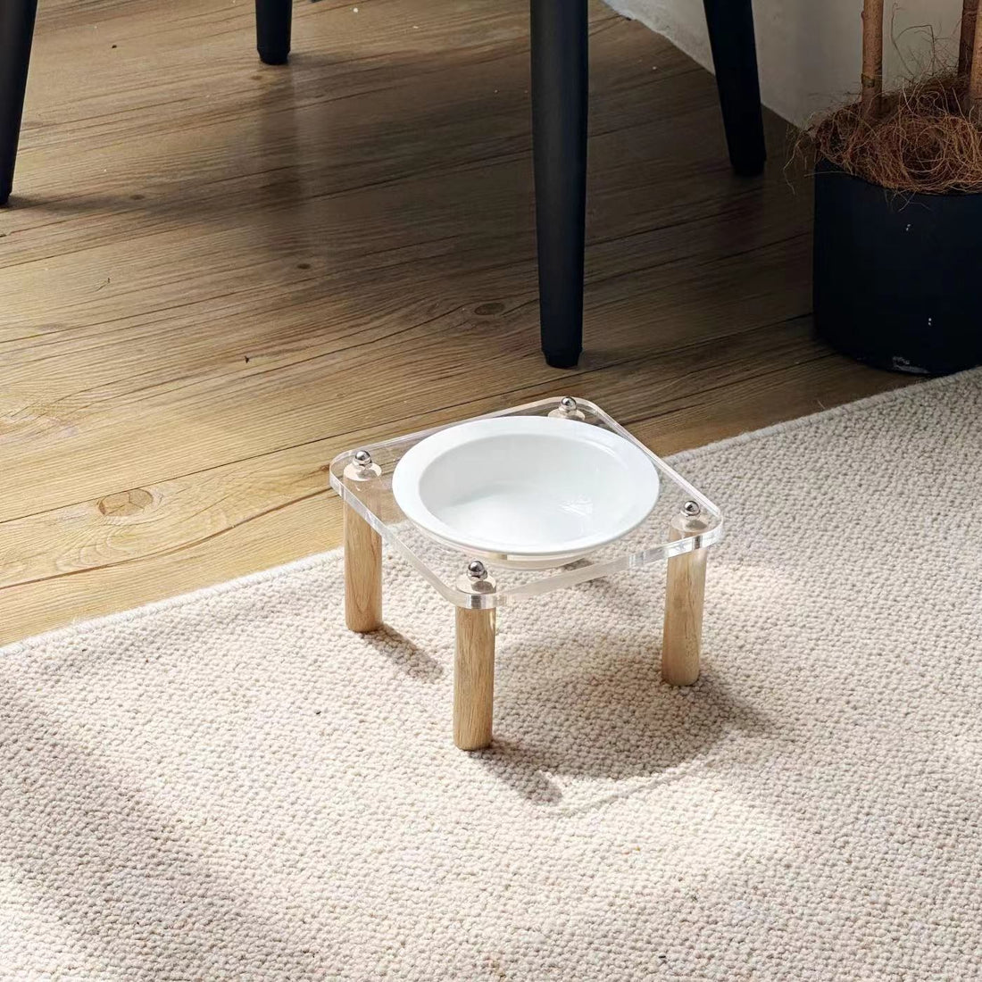 Anti-Tumble Elevated Pet Food And Water Bowl Double Holder Ceramic Stand