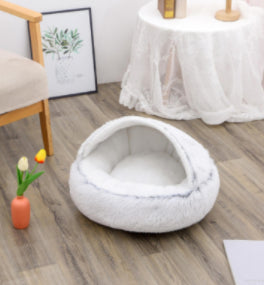Pet 2 In 1 Round Plush Warm Winter Bed House
