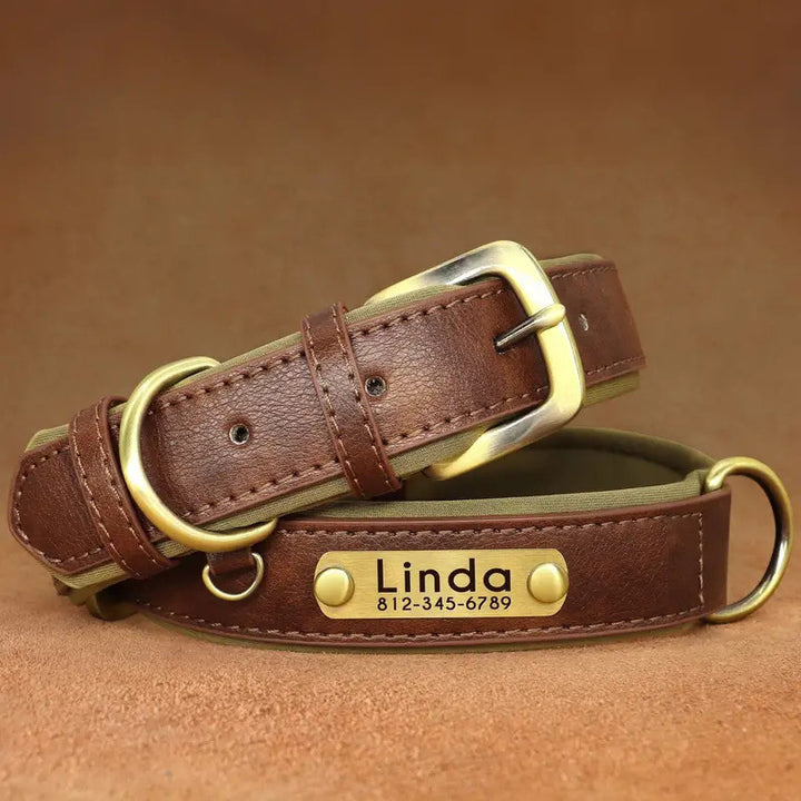 Breathable Leather Collar And Leash Set
