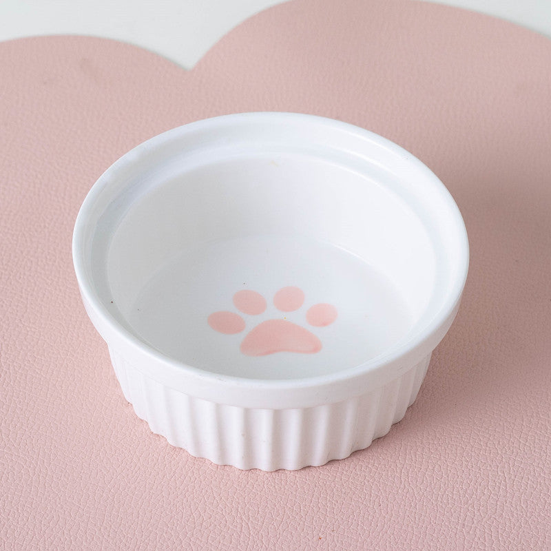 Ceramic Double Pet Bowl Elevated Diagonal Feeding Stand