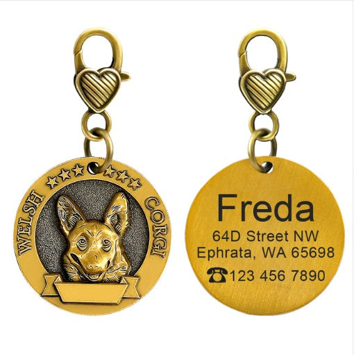 Custom Engraved Anti-Lost Pet ID Tag Bronze Brand