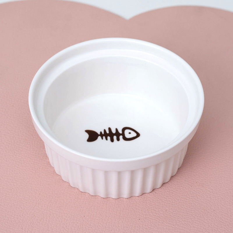 Ceramic Double Pet Bowl Elevated Diagonal Feeding Stand