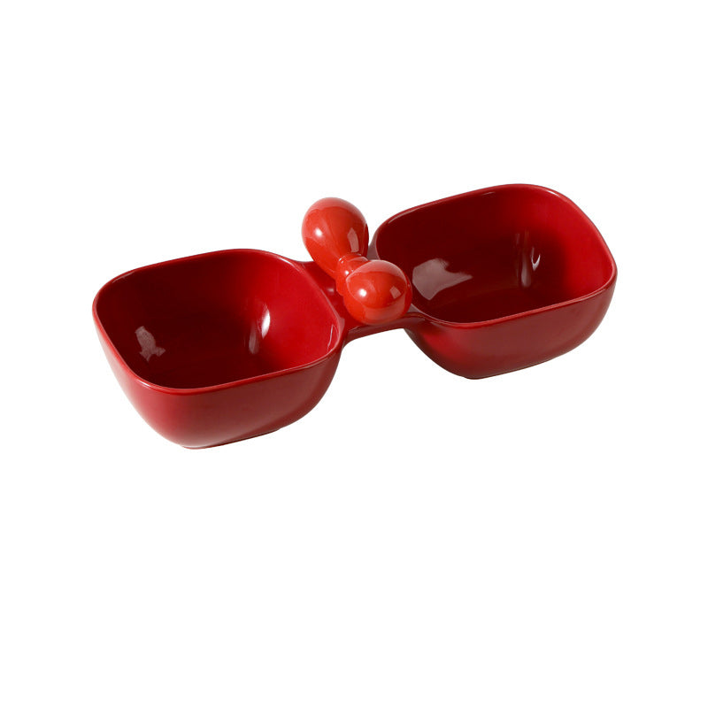 Ceramic Pet Feeding And Drinking Double Bowl Set