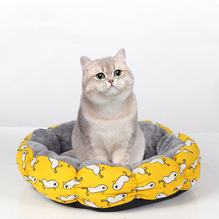 Pet Calming Donut Fluffy Round Cozy Bed