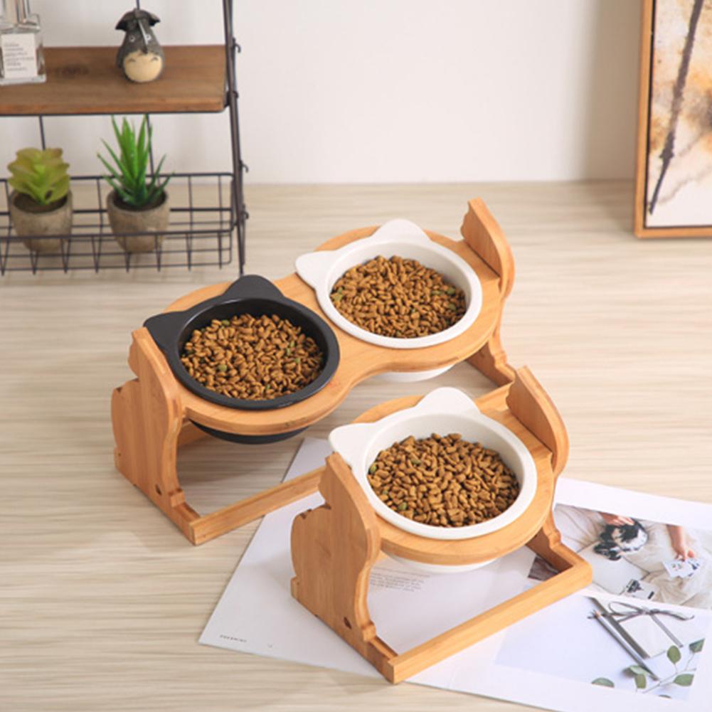 Pet Food Bowl Adjustable Height Anti-Tumble Feeding Stand