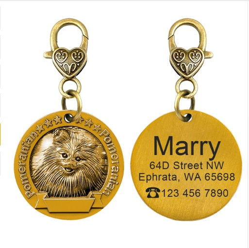 Custom Engraved Anti-Lost Pet ID Tag Bronze Brand