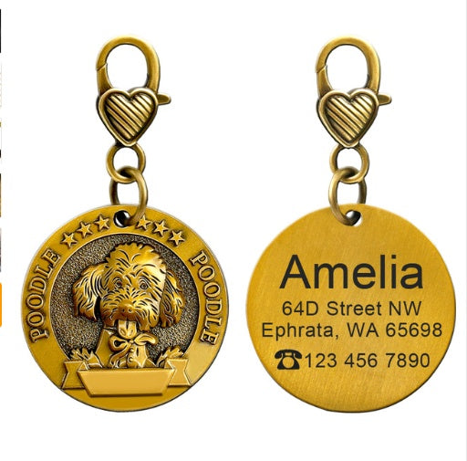 Custom Engraved Anti-Lost Pet ID Tag Bronze Brand