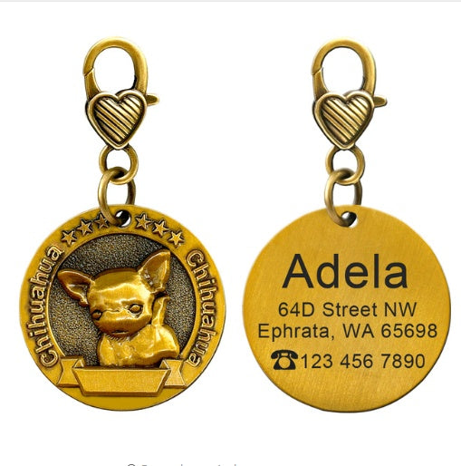 Custom Engraved Anti-Lost Pet ID Tag Bronze Brand