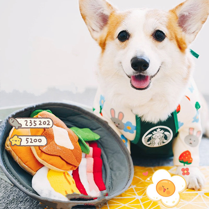 Sniffing Breakfast Pot Pet Toy With Interactive Vocal Sound
