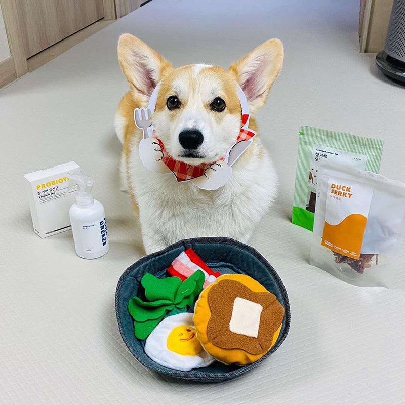 Sniffing Breakfast Pot Pet Toy With Interactive Vocal Sound