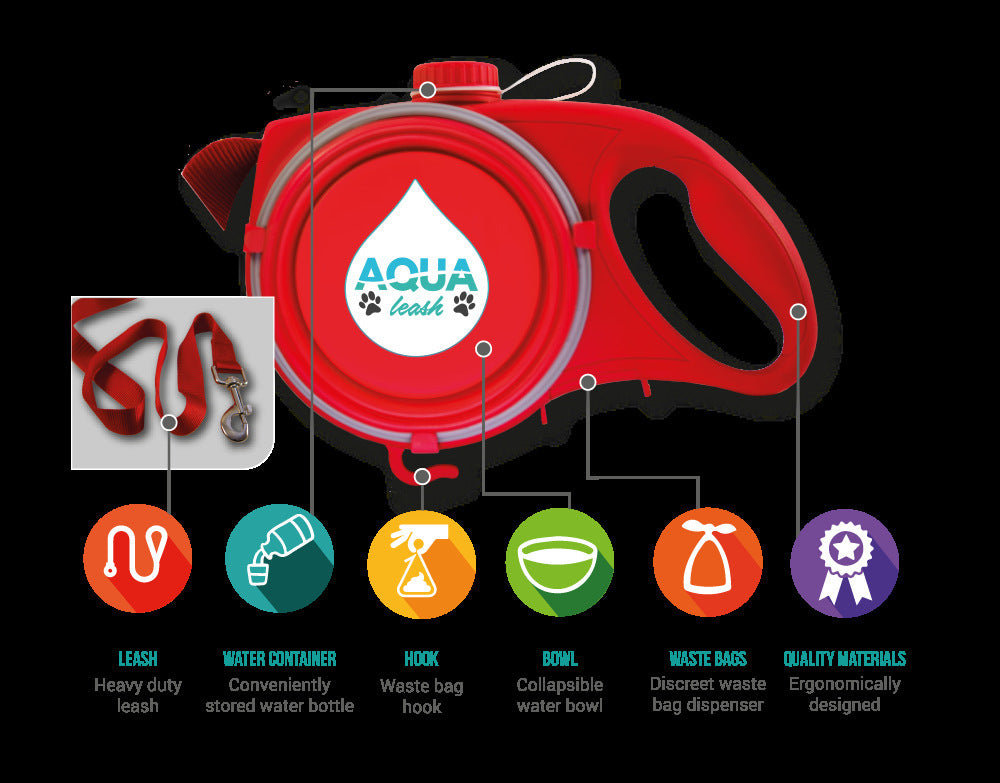 Multifunctional Pet Leash Portable Water Bottle Walking Lead