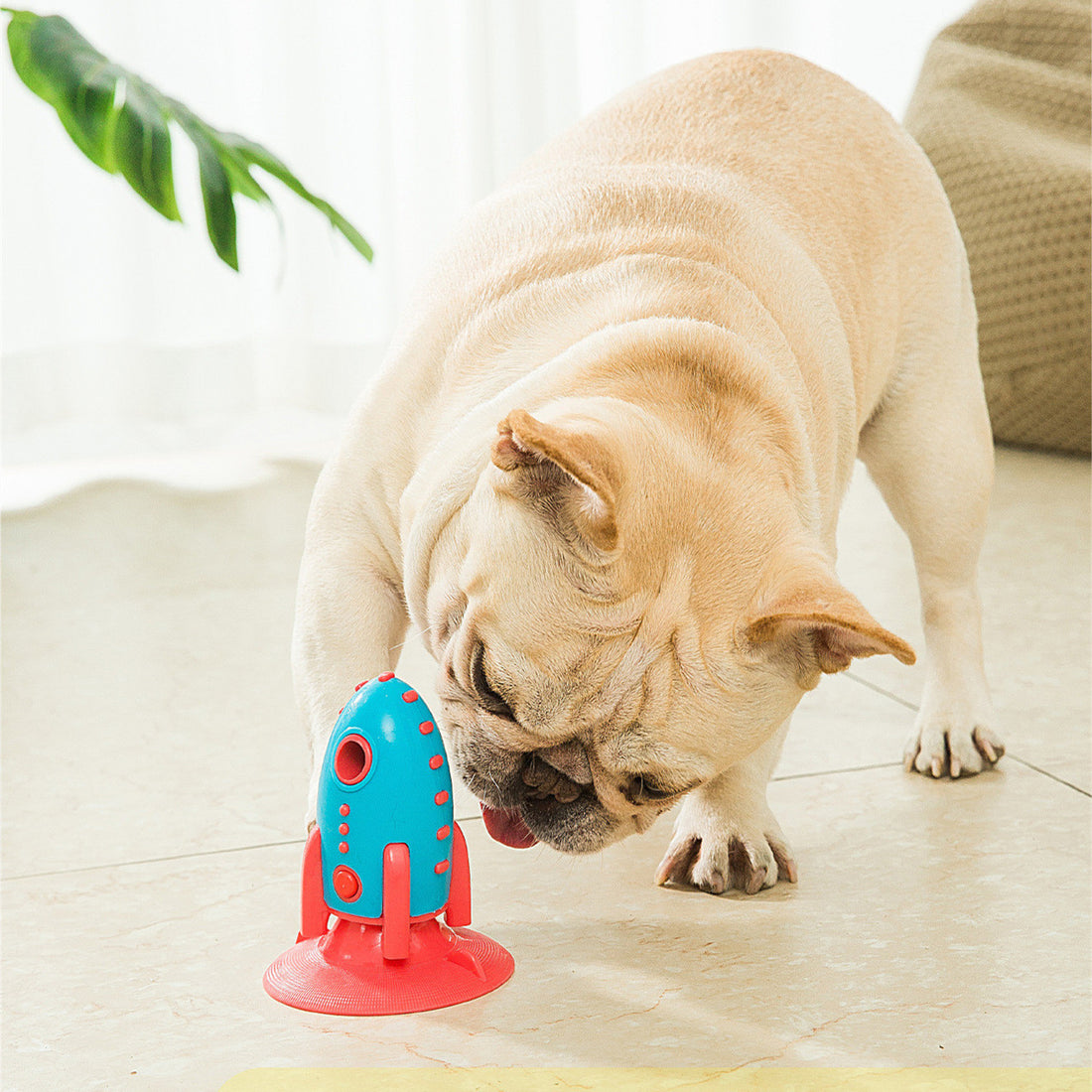 Pet Rocket Food Dispensing Chew Toy Bite Resistant Interactive Toy