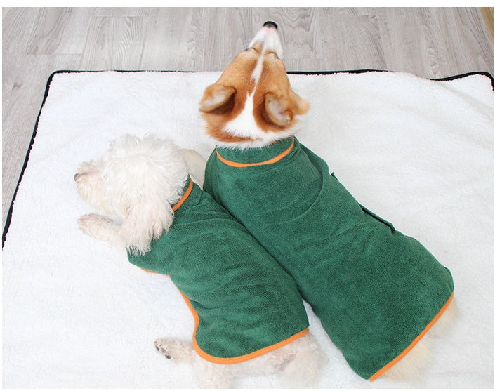 Pet Bathrobe Neck Wrap Tucked Waist Shirt