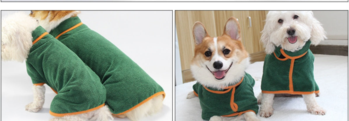 Pet Bathrobe Neck Wrap Tucked Waist Shirt
