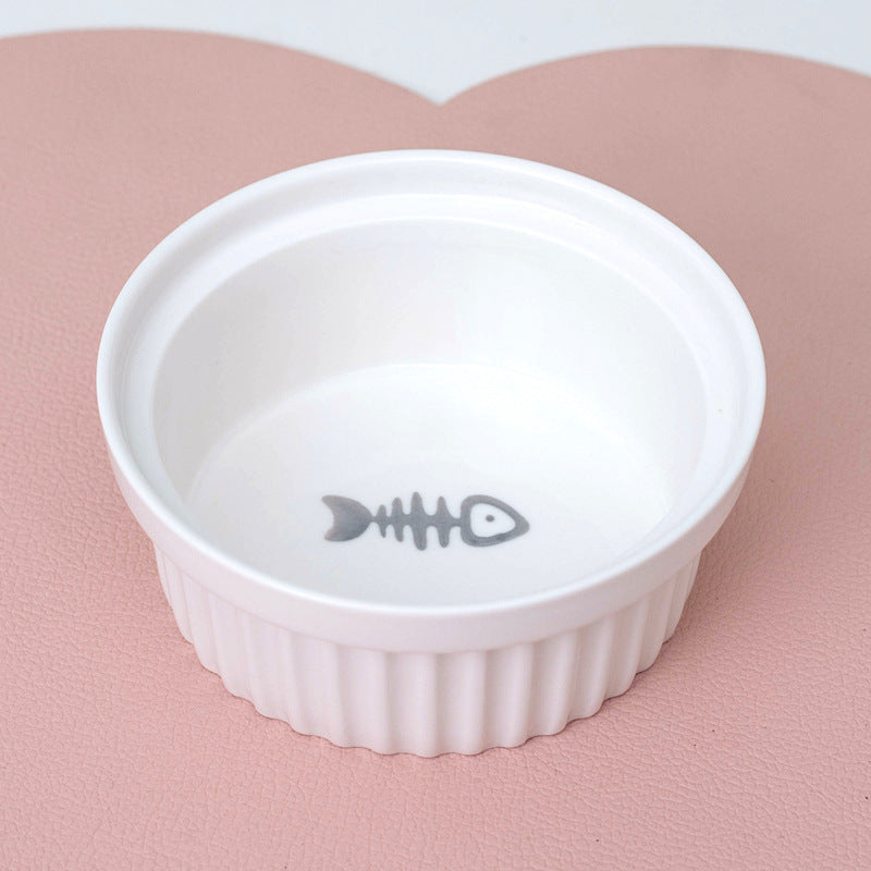 Ceramic Double Pet Bowl Elevated Diagonal Feeding Stand