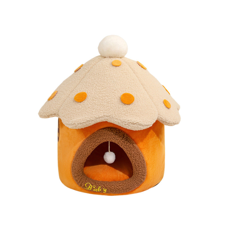 Pet Removable Mushroom Style Cozy Nest House