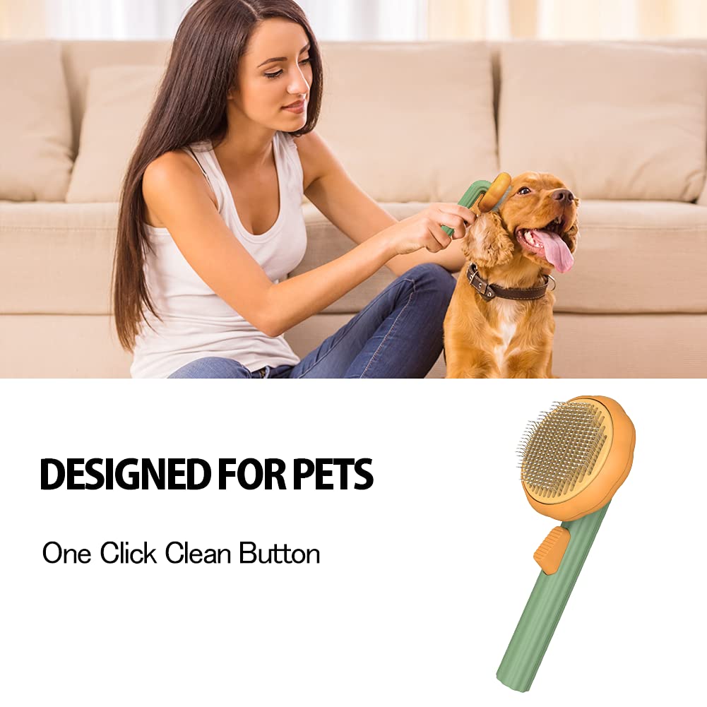 Pet Self Cleaning Slicker Brush Grooming Loose Hair Dematting Tool