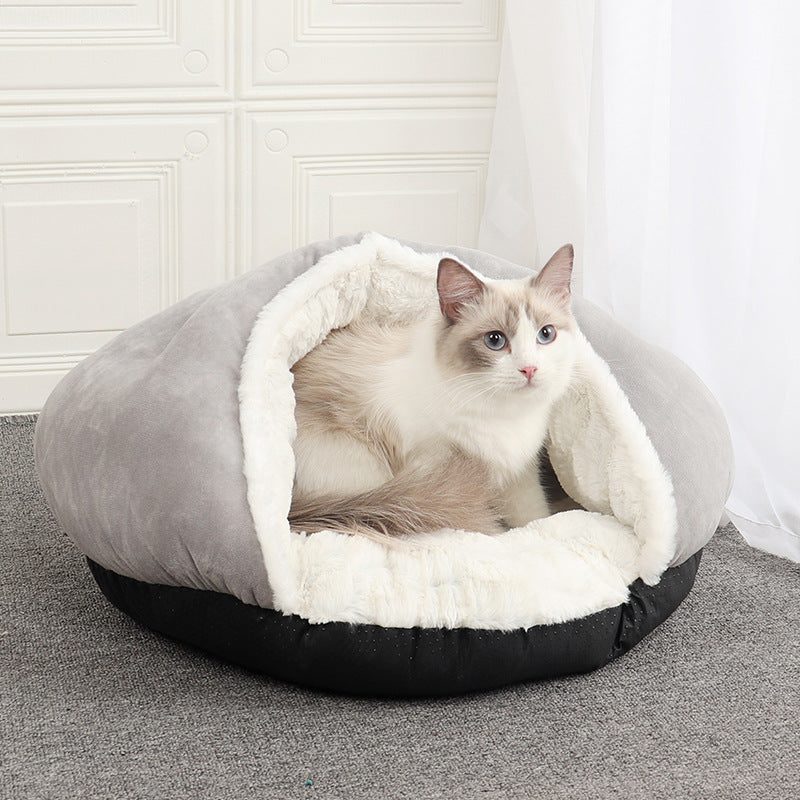 Pet Semi Closed Slipper Style Cozy Nest Bed