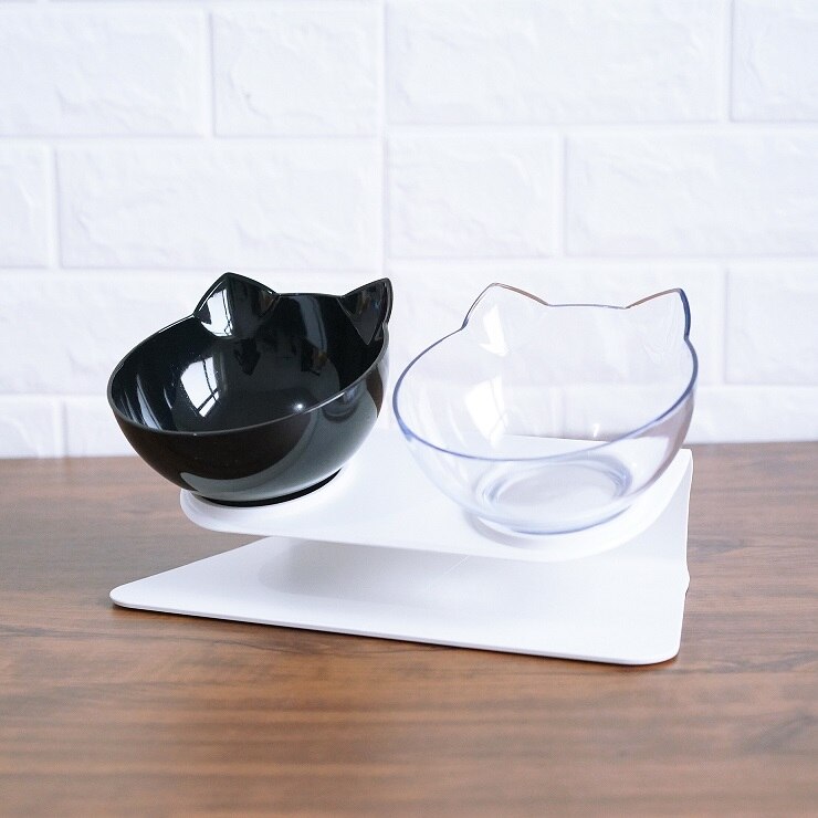 Non-Slip Double Pet Bowl Raised Stand Transparent Feeder
