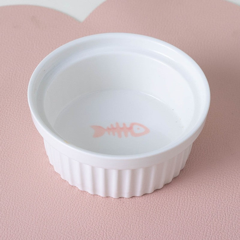 Ceramic Double Pet Bowl Elevated Diagonal Feeding Stand