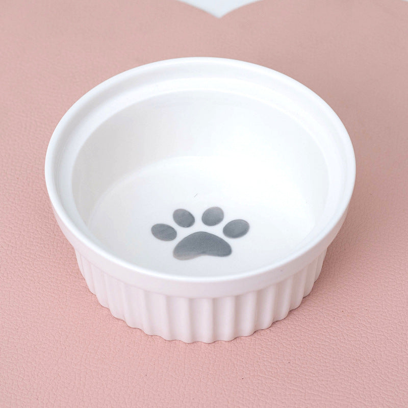 Ceramic Double Pet Bowl Elevated Diagonal Feeding Stand