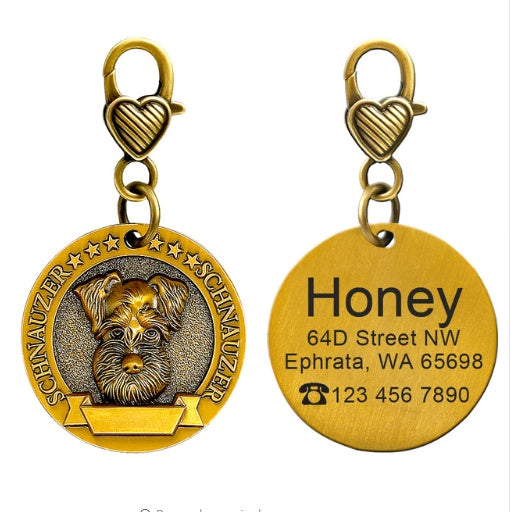 Custom Engraved Anti-Lost Pet ID Tag Bronze Brand