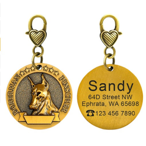 Custom Engraved Anti-Lost Pet ID Tag Bronze Brand