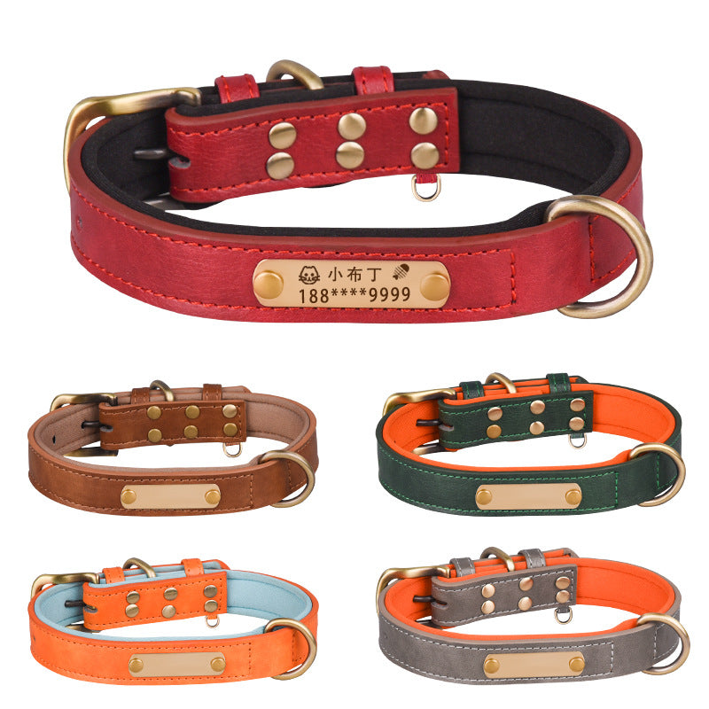 Breathable Leather Collar And Leash Set