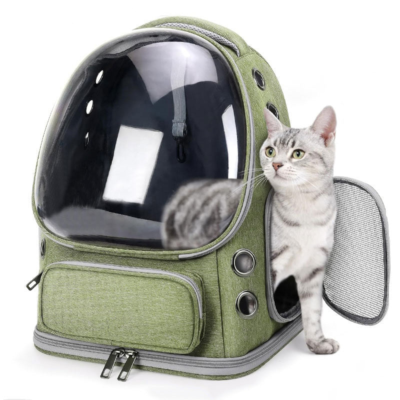 Portable Pet Transparent Space Capsule Backpack Carrier Diaper Bag