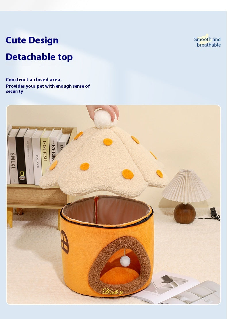 Pet Removable Mushroom Style Cozy Nest House