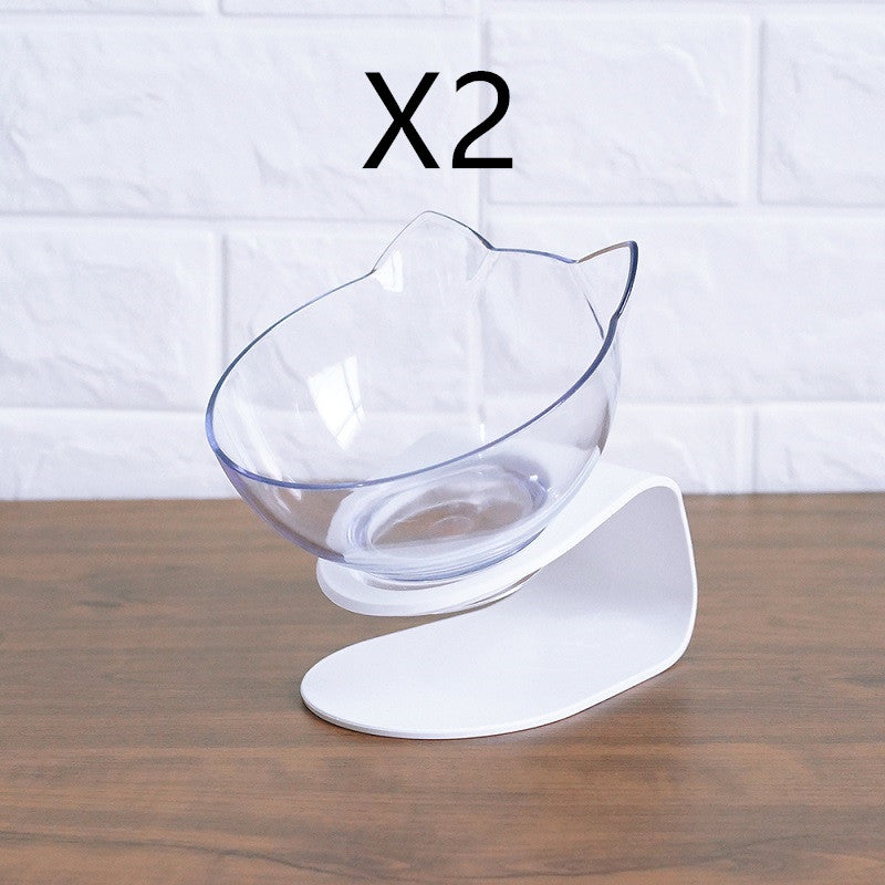 Non-Slip Double Pet Bowl Raised Stand Transparent Feeder