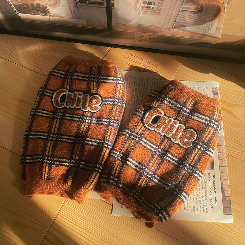 Vintage Plaid Pet Sweater Clothing Outfit