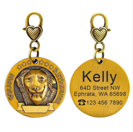 Custom Engraved Anti-Lost Pet ID Tag Bronze Brand