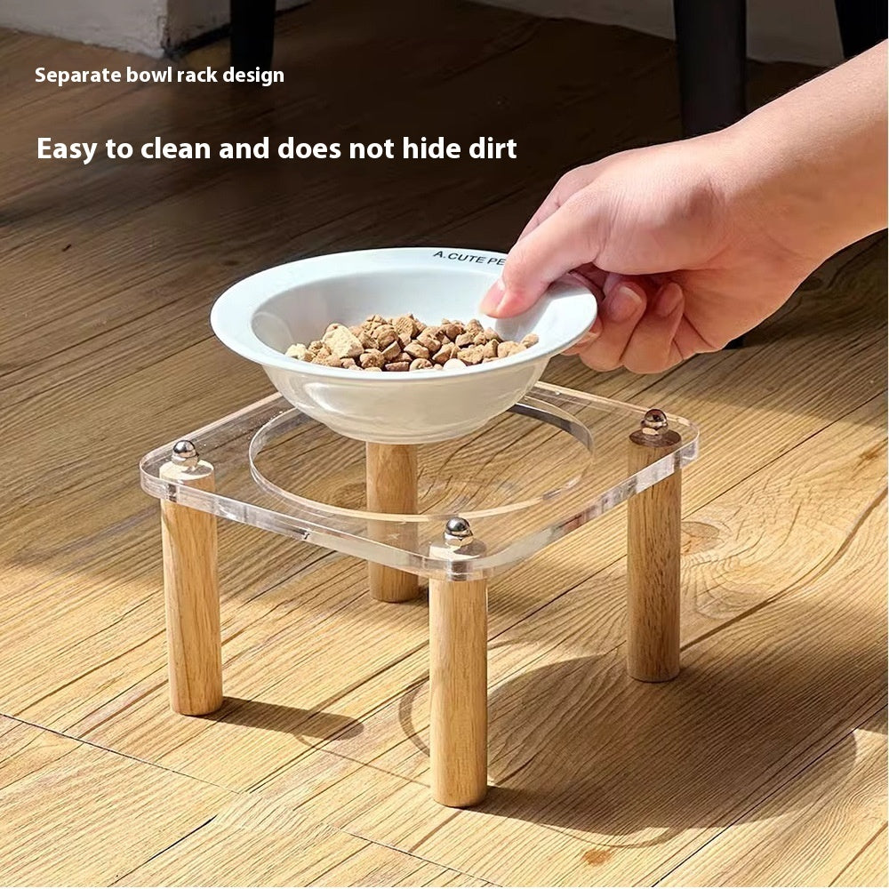 Anti-Tumble Elevated Pet Food And Water Bowl Double Holder Ceramic Stand