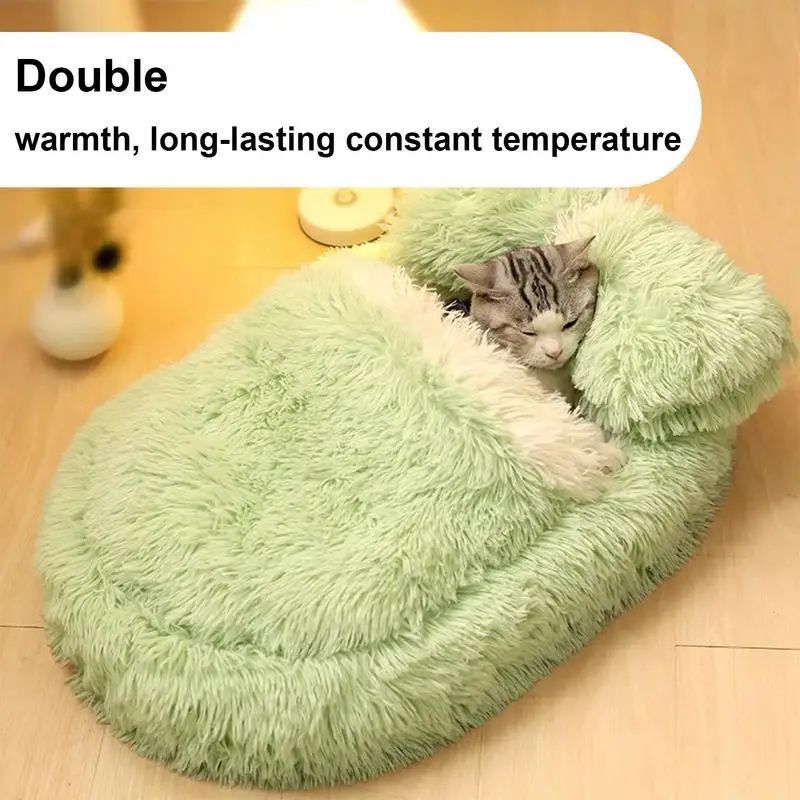 Fluffy Pet Bed Anti Slip Winter Warm Cave Nest