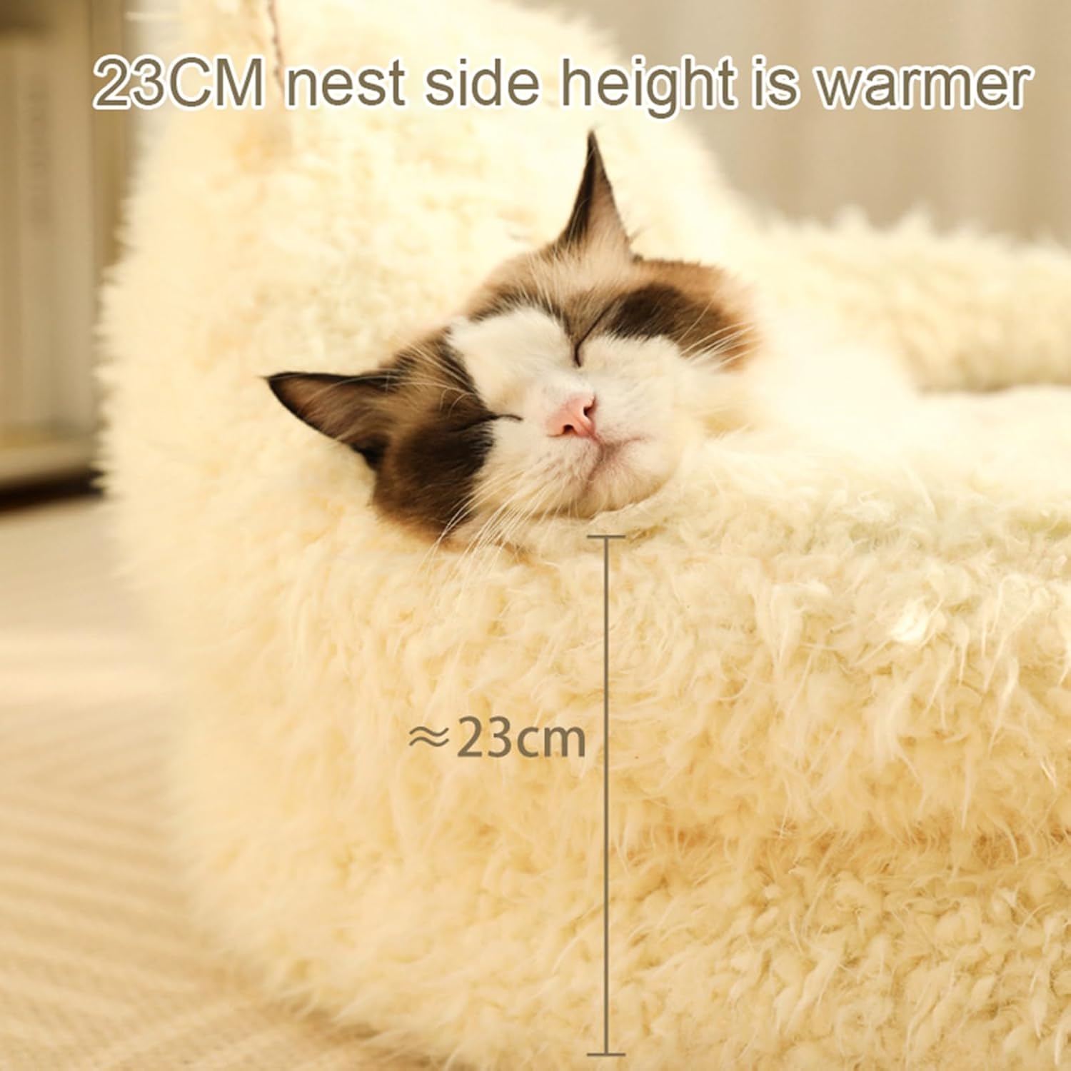 Pet Cut Alpaca Calming Bed With Detachable Plush Pads Warm Nest Bed