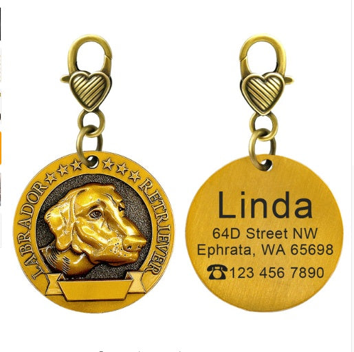 Custom Engraved Anti-Lost Pet ID Tag Bronze Brand