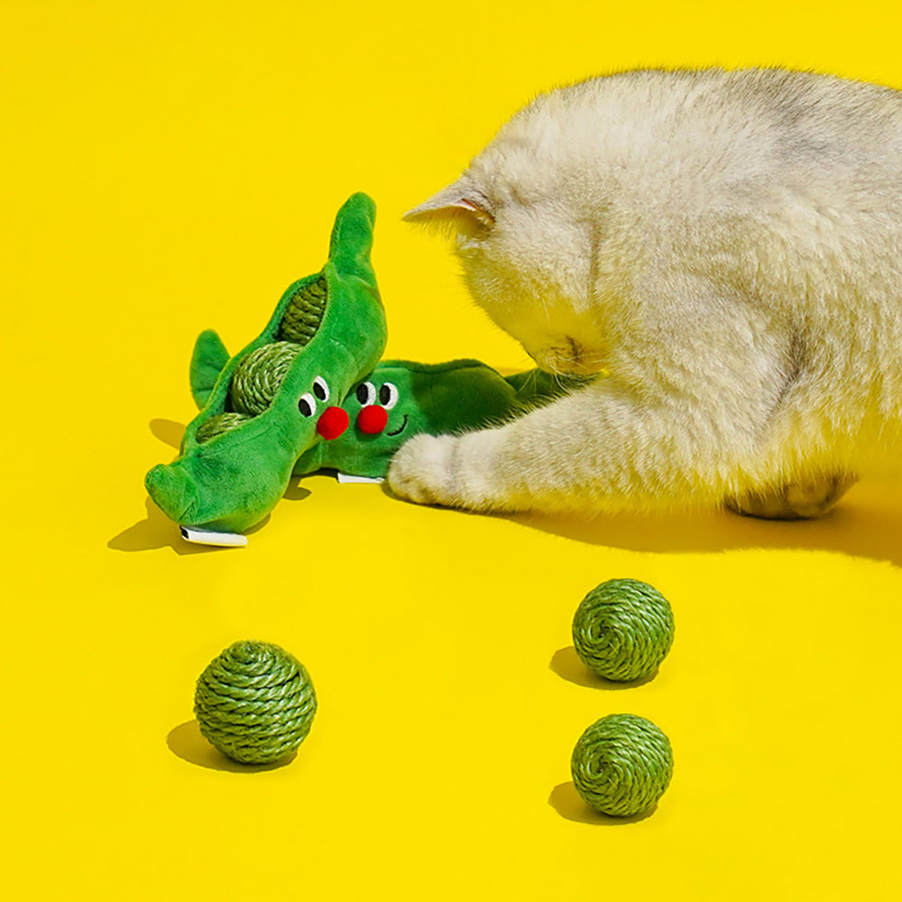 Pet Interactive Sisal Rope Chew Ball Toy Set With Sound
