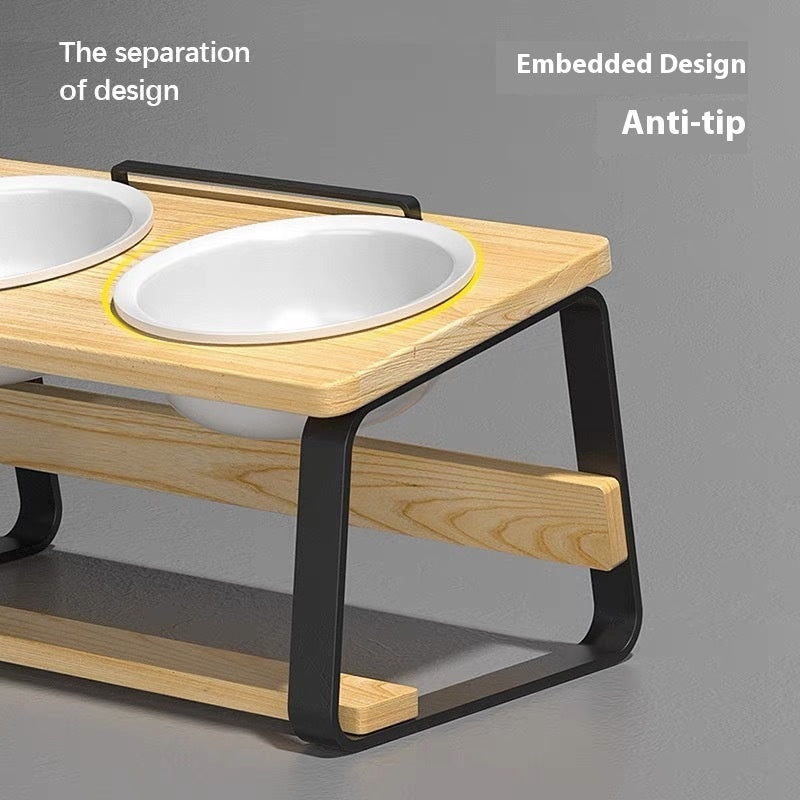 Ceramic Double Pet Feeding And Water Bowl Raised Stand