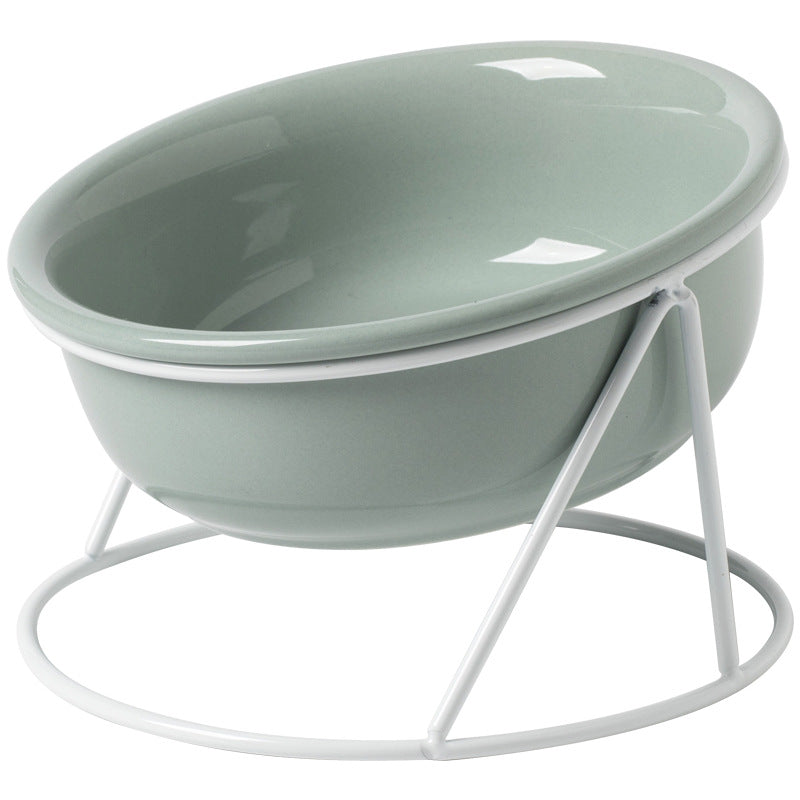 Ceramic Double Pet Feeding And Drinking Bowl Raised Stand