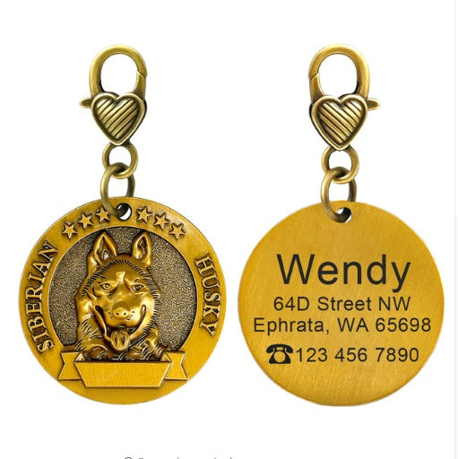 Custom Engraved Anti-Lost Pet ID Tag Bronze Brand