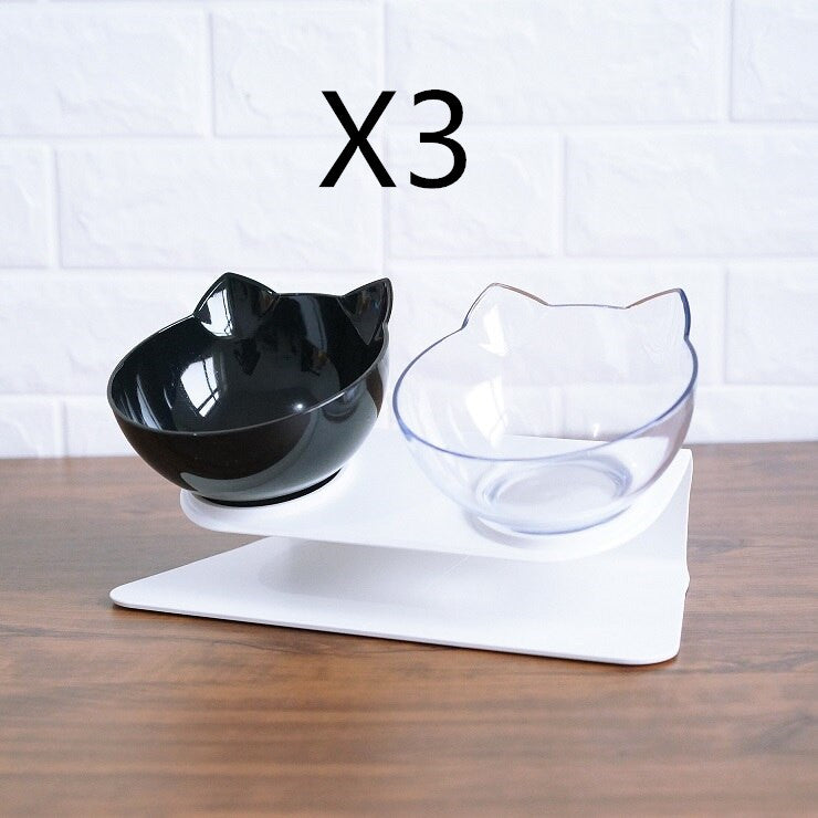 Non-Slip Double Pet Bowl Raised Stand Transparent Feeder