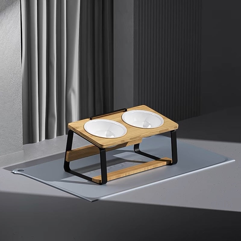 Ceramic Double Pet Feeding And Water Bowl Raised Stand