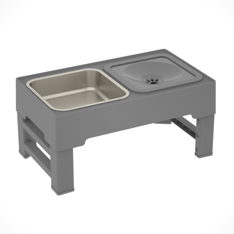 Adjustable Double Bowl Pet Feeding Stand Stainless Steel Elevated Dispenser