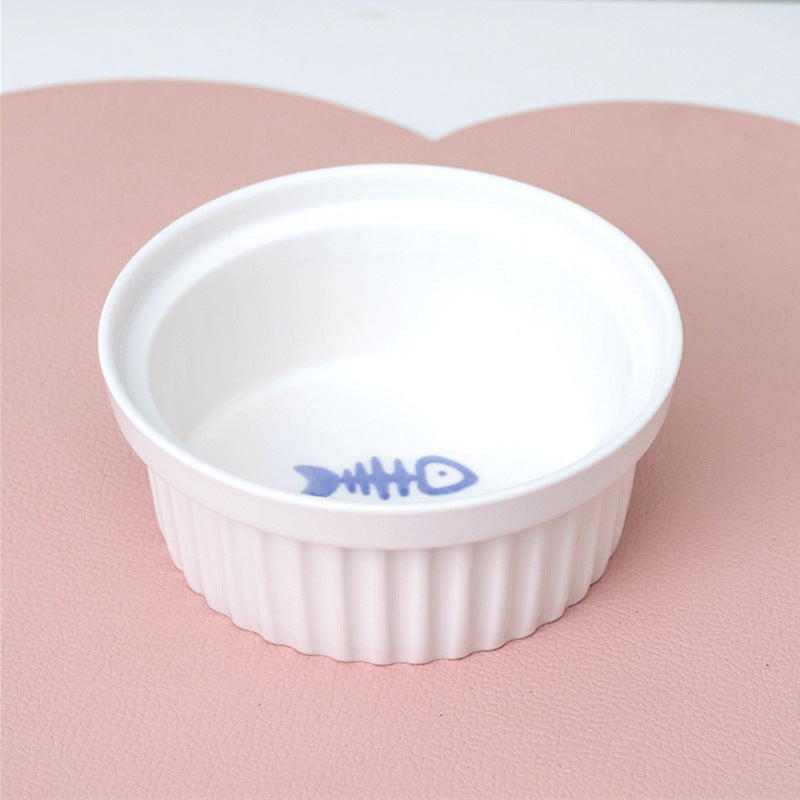 Ceramic Double Pet Bowl Elevated Diagonal Feeding Stand